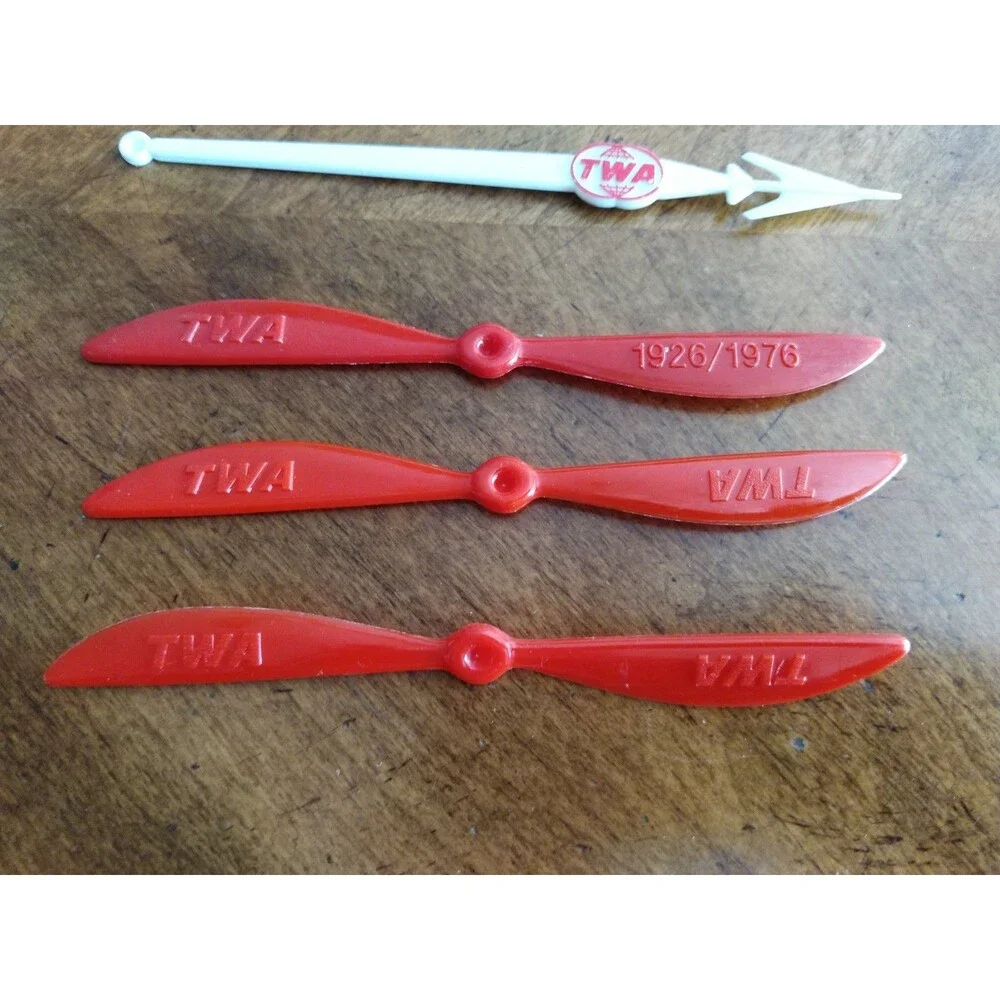 Vintage Lot 11x Swizzle Stick Retro Bar Stirrer TWA Airlines Propeller Italy ++